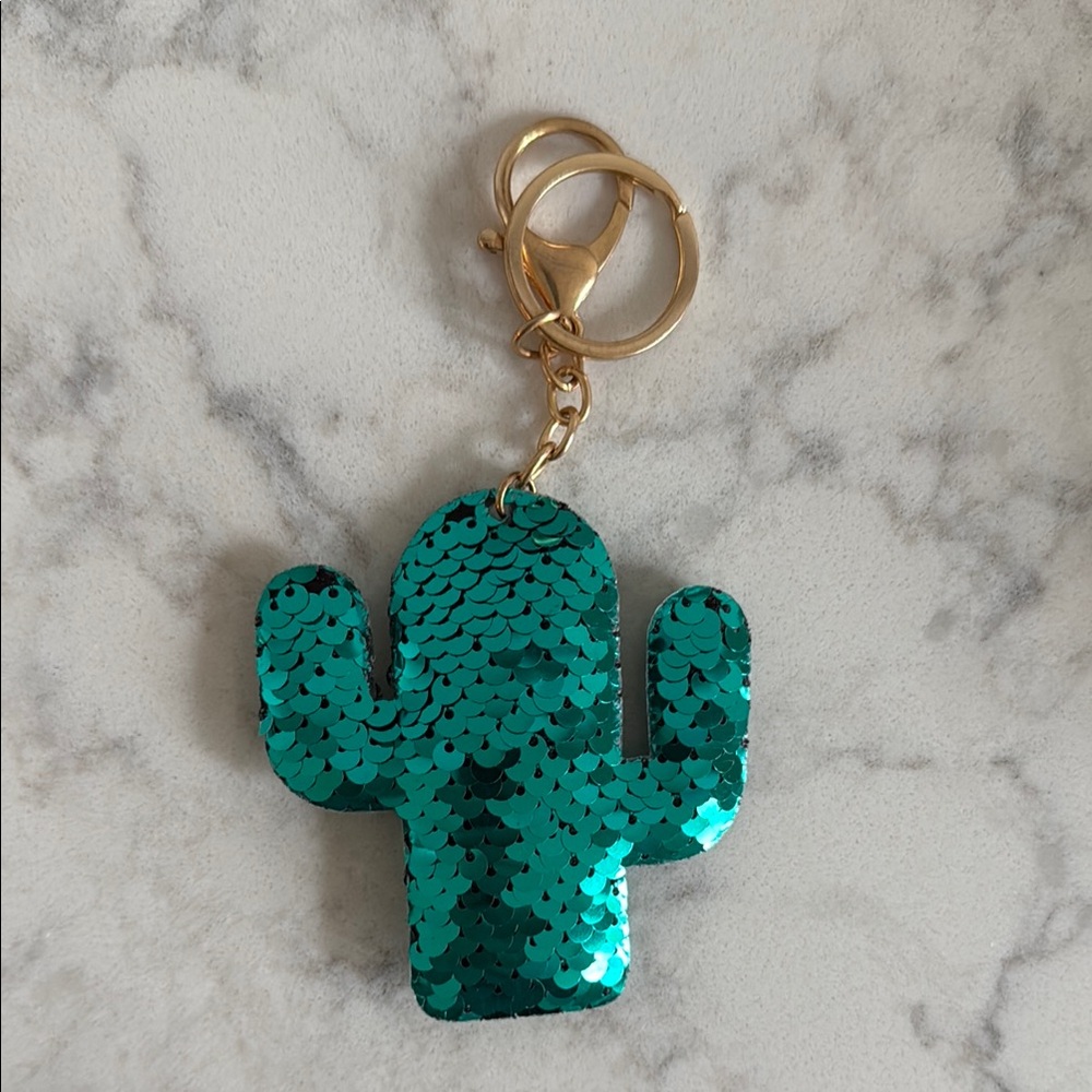 Sequin Cactus Keychain